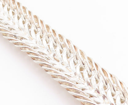 925 Sterling Silver Vintage Bracelet Braided Double Loop Foxtail Chain  BT11431