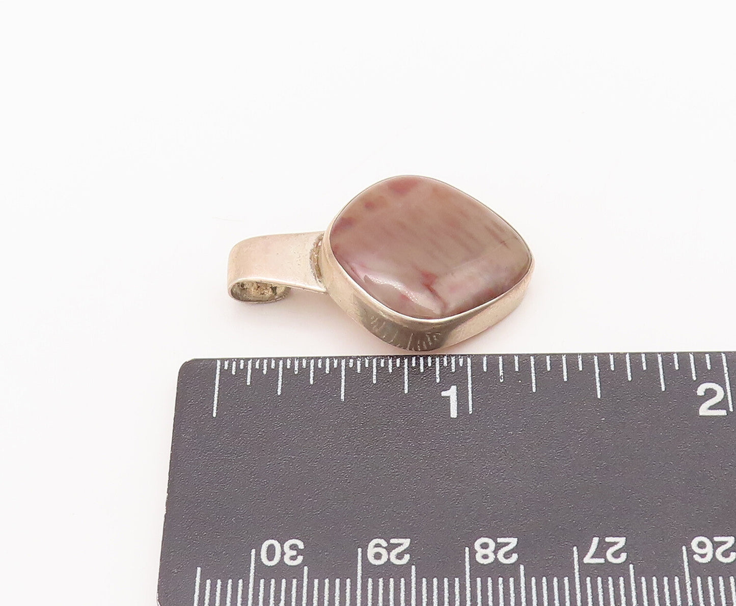 925 Sterling Silver Vintage Pendant Minimalist Square Cut Quartz  PT22637