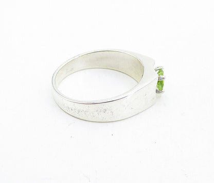 925 Sterling Silver  Prong Set Peridot Shiny Solitaire Ring Sz 10  RG5665