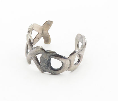 MEXICO 925 Silver  Vintage Dark Tone XO Hugs & Kisses Cuff Bracelet  BT3959