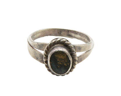 925 Sterling Silver  Vintage Dark Tone Petite Twist Band Ring Sz 5  RG13772