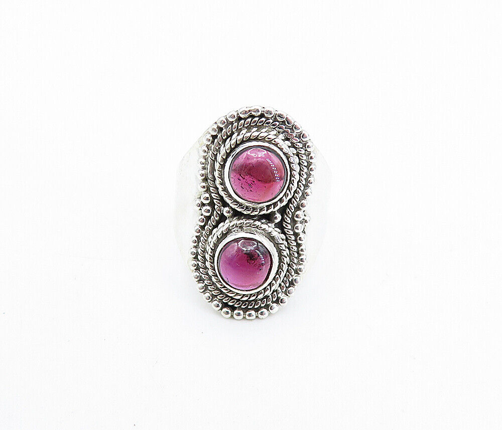 925 Sterling Silver  Cabochon Cut Amethyst Twist Cocktail Ring Sz 7.5  RG7906