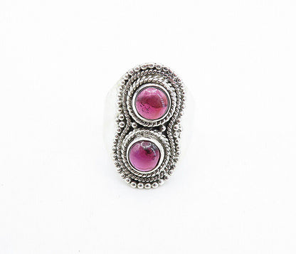 925 Sterling Silver  Cabochon Cut Amethyst Twist Cocktail Ring Sz 7.5  RG7906