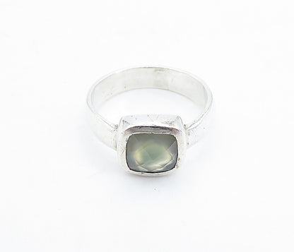 925 Sterling Silver  Vintage Faceted Topaz Hammered Solitaire Ring Sz 7 RG5833