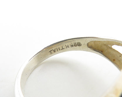 925 Sterling Silver  Vintage Shiny Open Love Heart Band Ring Sz 7  RG18448