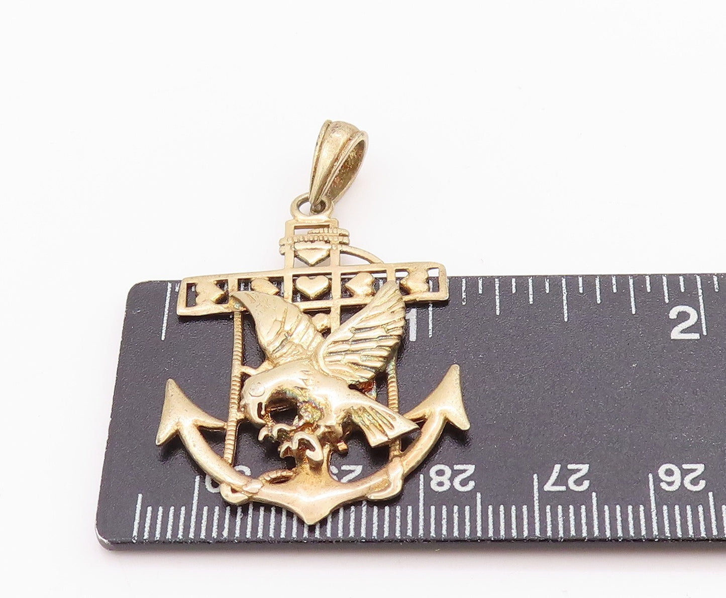 925 Sterling Silver Vintage Pendant Gold Plated Eagle Carrying Anchor  PT24338