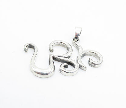 925 Sterling Silver  Shiny Swirl Om Spiritual Symbol Drop Pendant  PT5950