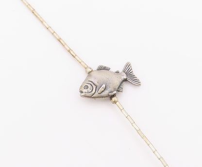 925 Sterling Silver Vintage Necklace SOUTHWESTERN Gemstone Animal Fetish  NE4909