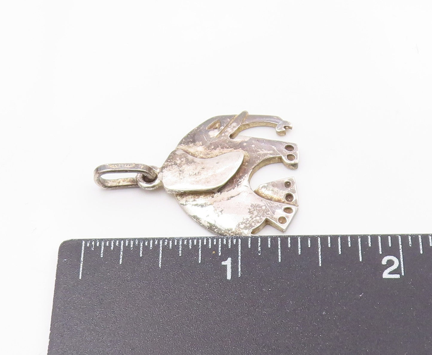 925 Sterling Silver  Vintage Shiny Elephant Animal Motif Drop Pendant  PT15117