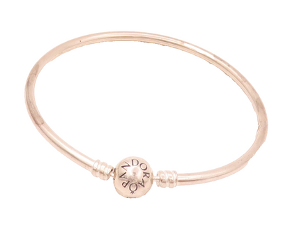 PANDORA 925 Silver  Vintage Etched Pandora Bead Solid Bangle Bracelet  BT9948