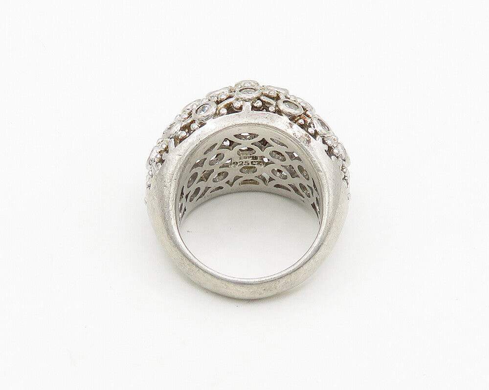 925 Sterling Silver  Vintage Cubic Zirconia Dome Cocktail Ring Sz 6  RG19770