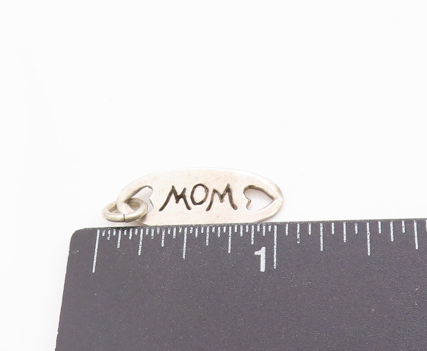 925 Sterling Silver Vintage Pendant Engraved Mom Dual Love Heart Cut Out PT24875