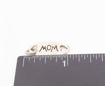 925 Sterling Silver Vintage Pendant Engraved Mom Dual Love Heart Cut Out PT24875