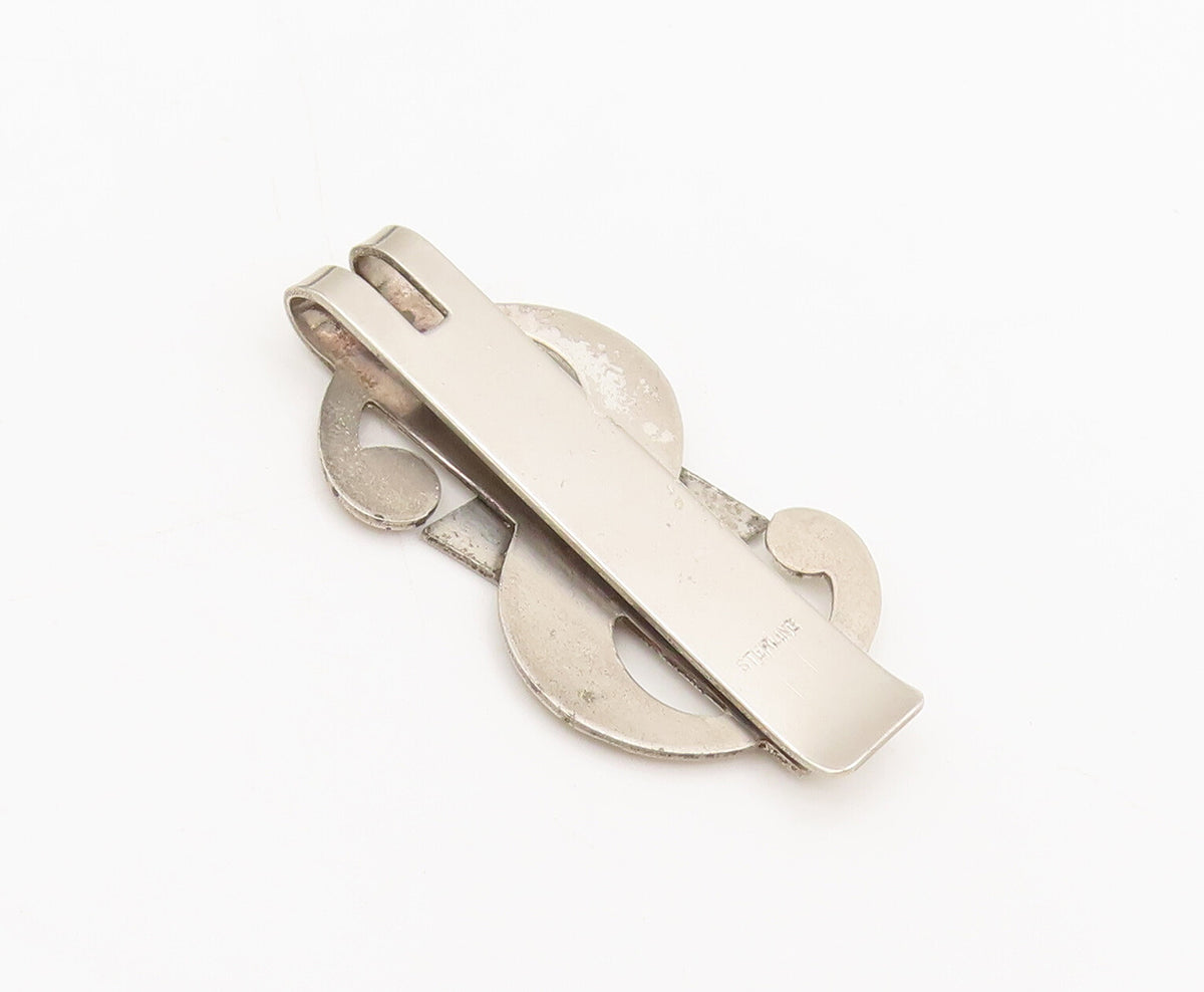 925 Sterling Silver  Vintage Carved Cutout Dollar MPA Solid Money Clip  TR3609