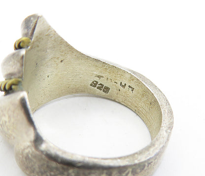 MEXICO 925 Silver  Vintage Two Tone Rope Twist Fluted Band Ring Sz 6.5  RG6977