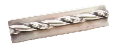 MHW 925 Sterling Silver  Vintage Shiny Twist Bar Square Brooch Pin  BP8343
