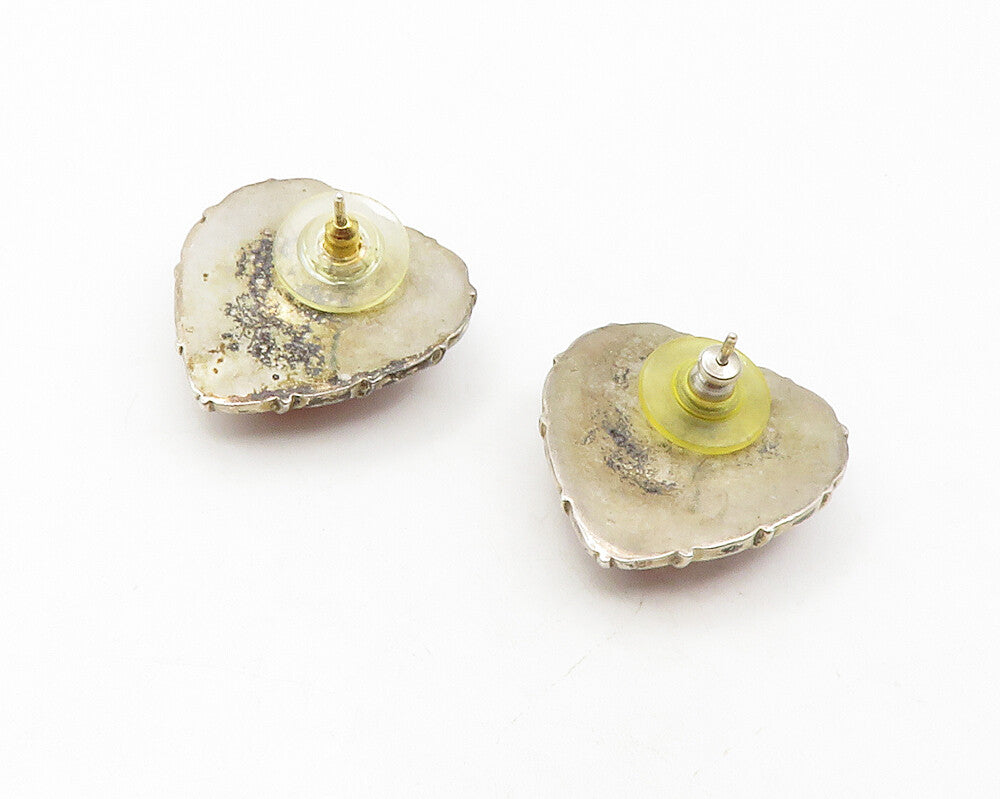 925 Sterling Silver  Vintage Love Heart Shaped Quartz Drop Earrings  EG6446