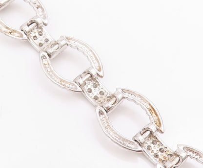 925 Sterling Silver Vintage Bracelet Round Cut CZ Elegant Open Link  BT11699