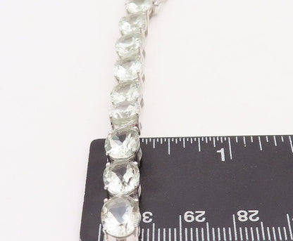 925 Sterling Silver Vintage Bracelet Oval Green Amethyst Tennis Bracelet BT10763