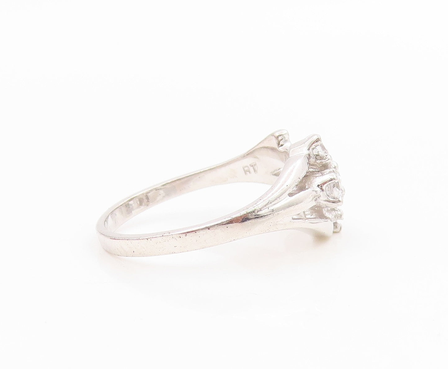925 Sterling Silver Vintage Ring Sparkling CZ Statement Band  Sz 7  RG36179