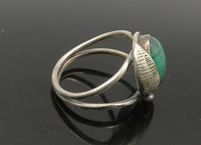 NAVAJO 925 Silver  Vintage Malachite Split Shank Cocktail Ring Sz 6.5  RG22087