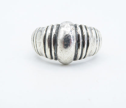 925 Sterling Silver Shiny Fluted Tapered Dome Style Band Ring Sz 7 RG8397