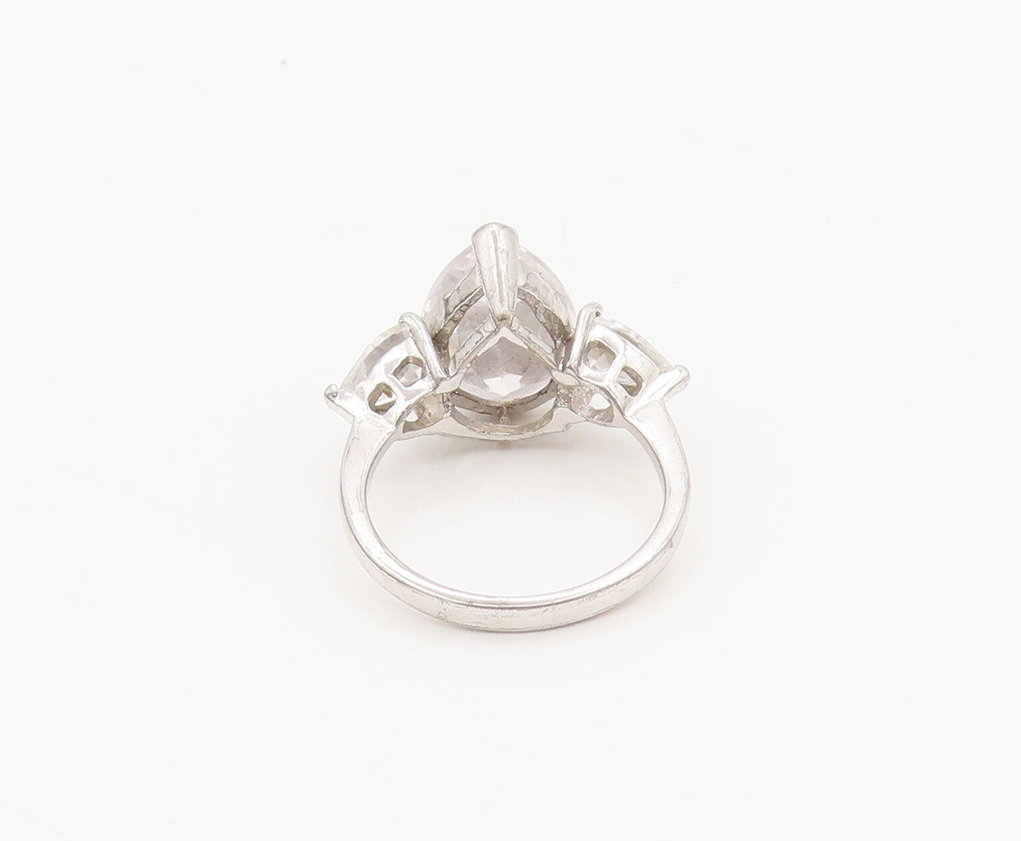 925 Sterling Silver  Vintage Tear Drop Cut 3 CZ Stone Ring Sz 7.25  RG27002