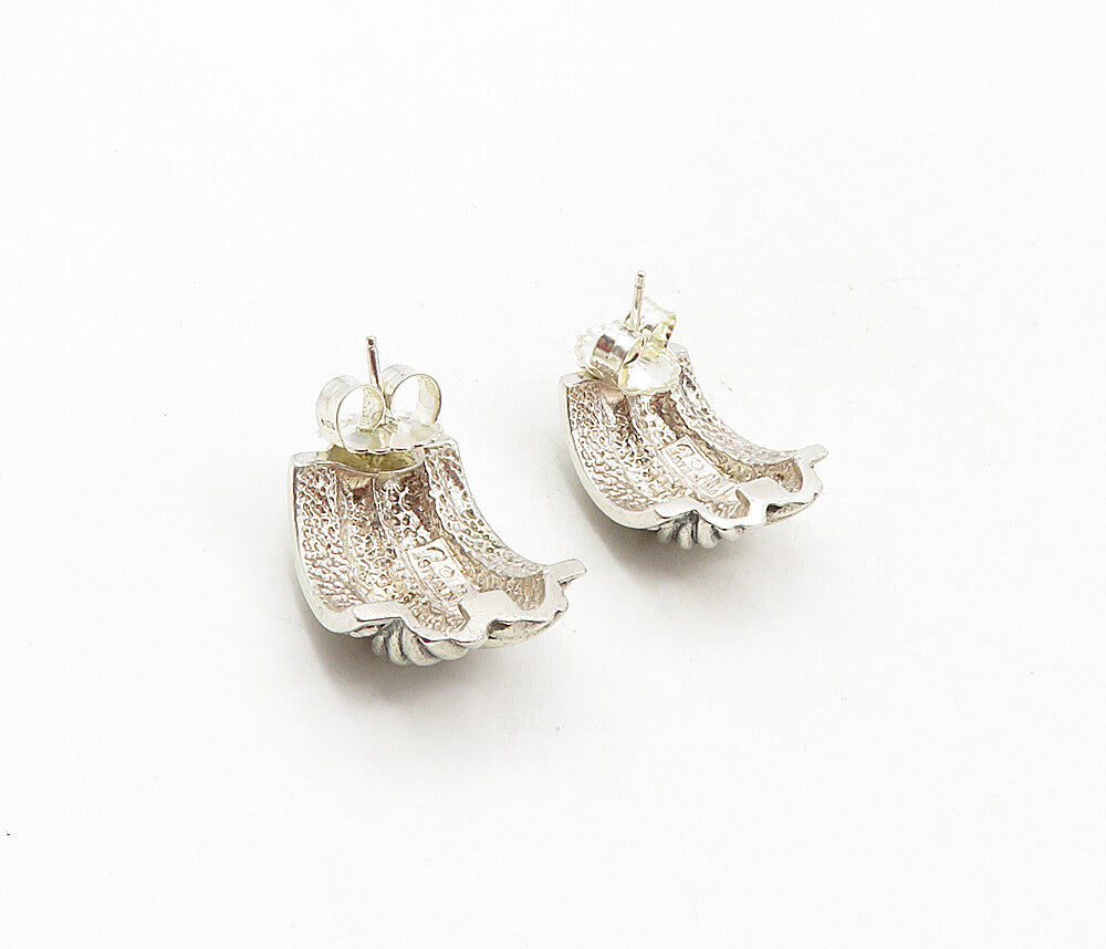 925 Sterling Silver  Vintage Shiny Wheat Design Drop Earrings  EG4617