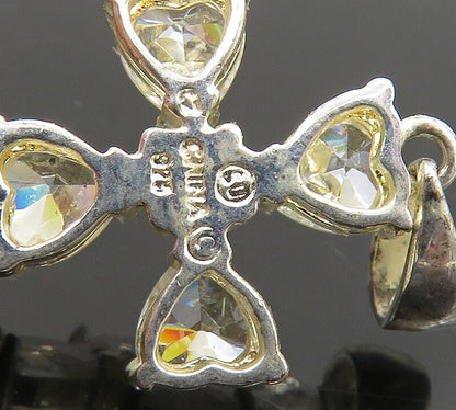 925 Sterling Silver  Vintage Cubic Zirconia Religious Cross Pendant  PT16666