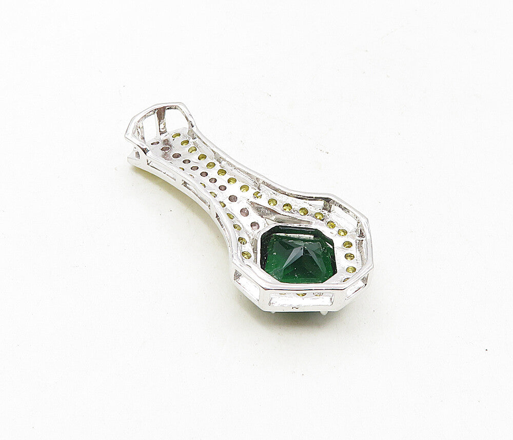 925 Sterling Silver  Green Pink & Yellow Topaz Vertical Slide Pendant  PT6645