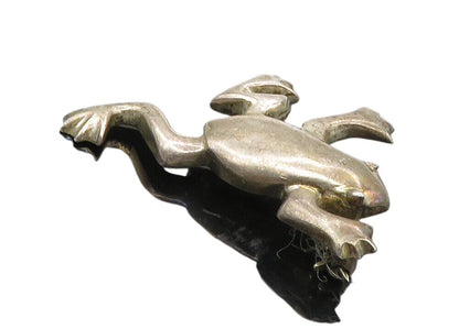 ZINA 925 Sterling Silver  Vintage Dark Tone Frog Motif Brooch Pin  BP3627