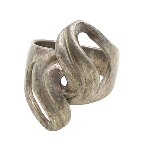 925 Sterling Silver  Vintage Dark Tone Bypass Style Band Ring Sz 7  RG19077
