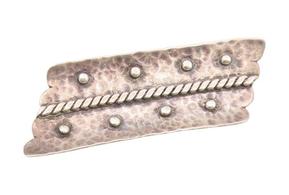 925 Sterling Silver Vintage Brooch Hammered Pin With Twisted Rope Detail BP12067