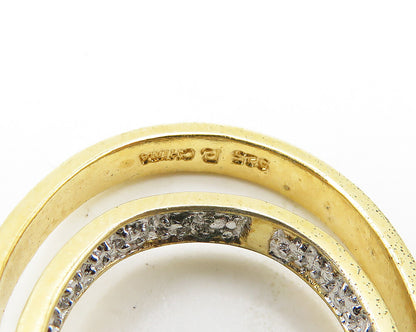 925 Sterling Silver  Genuine Diamonds Gold Plated Oval Hoop Earrings  EG9397