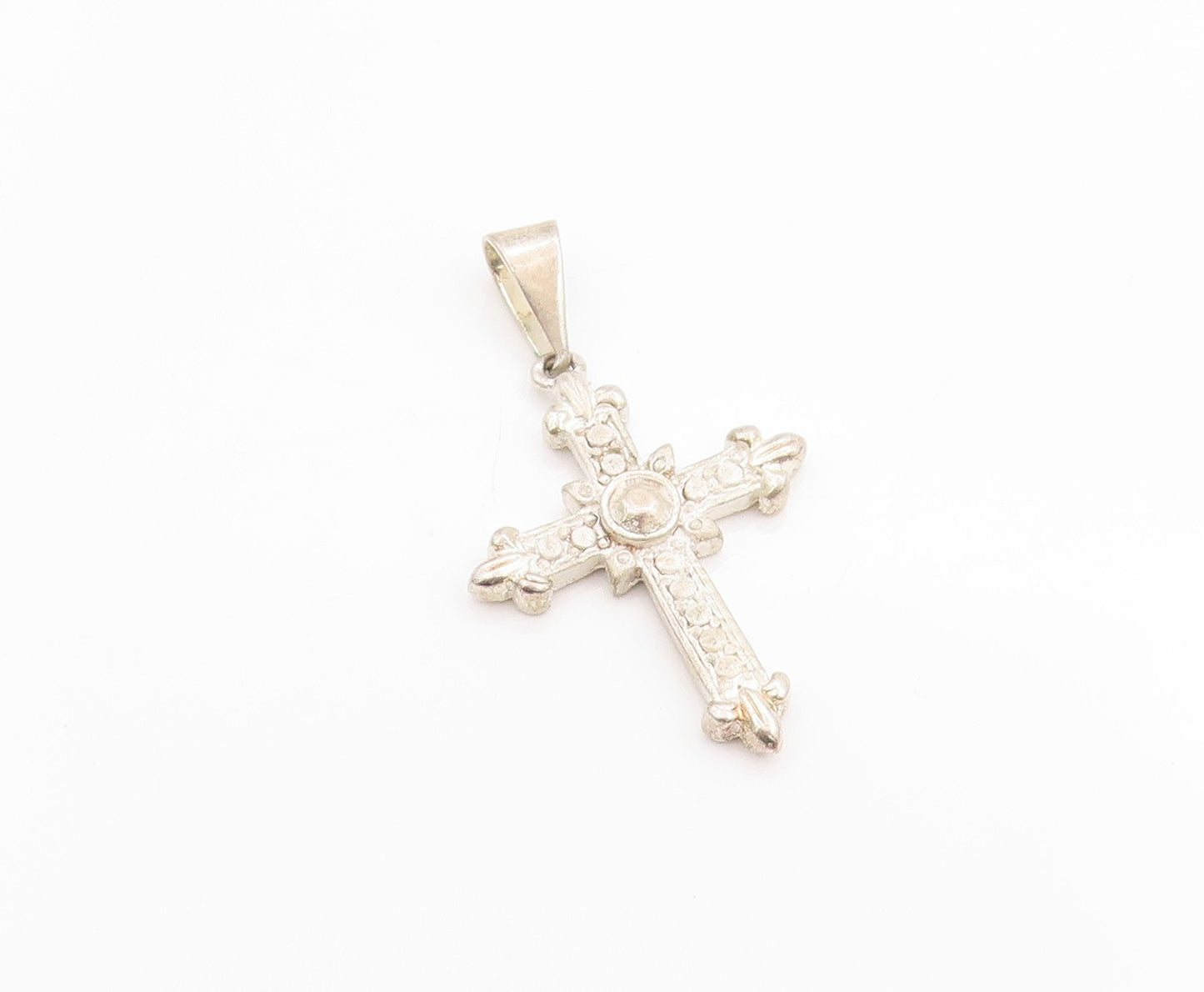 925 Sterling Silver Vintage Pendant Timeless Faith Religious Cross Charm PT24892