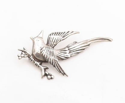 925 Sterling Silver Vintage Brooch Pin Antique Cutout Etched Flying Bird BP11295