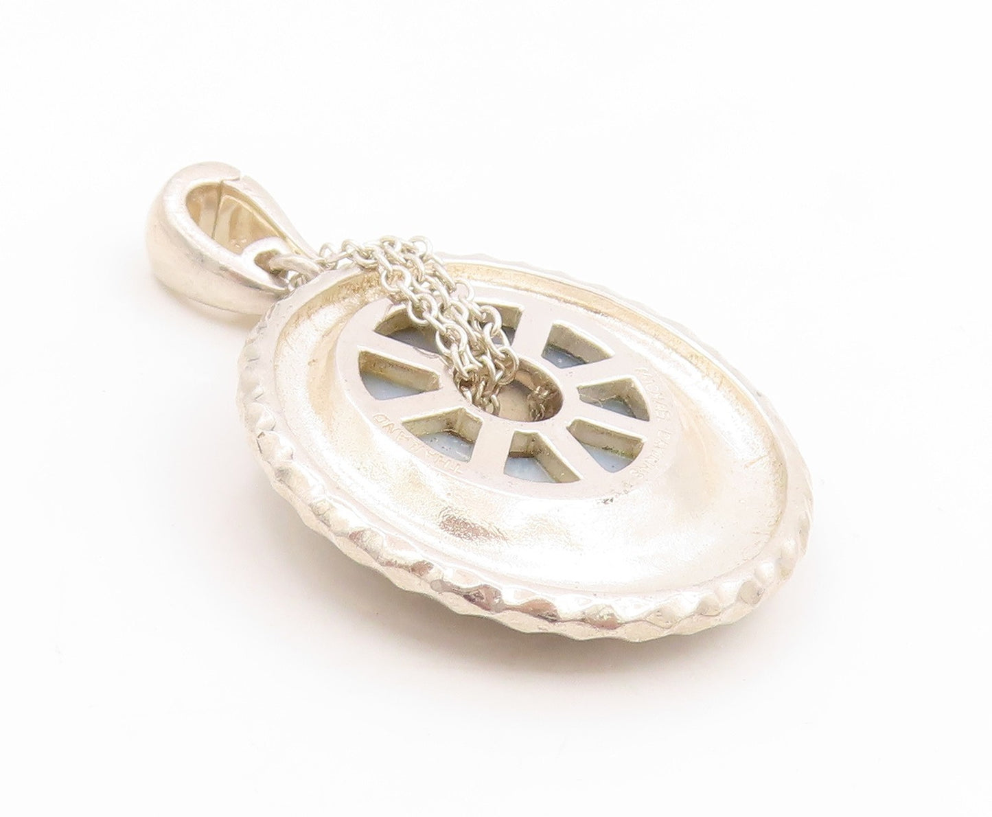 925 Sterling Silver Vintage Pendant MICHAEL DAWKINS Drusy Quartz Medal  PT25802