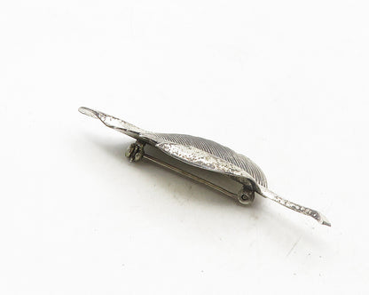 BEAU 925 Sterling Silver  Vintage Shiny Single Leaf Motif Brooch Pin  BP4037