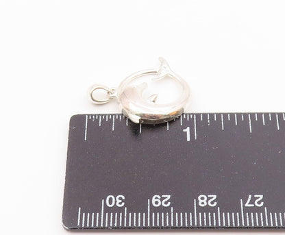 925 Sterling Silver  Vintage Coiled Dolphin With Topaz Eye Pendant  PT20703