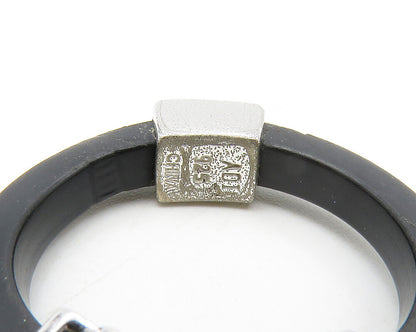 925 Sterling Silver  Shiny Topaz Floral Flexible Band Ring Sz 6.5  RG13863