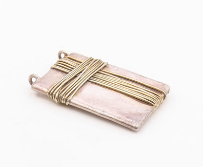 925 Sterling Silver  Vintage Wire Wrapped Detail Square Pendant  PT10056