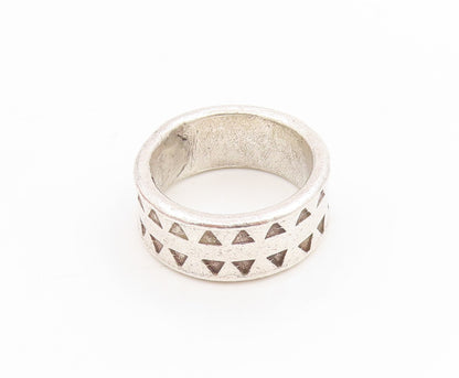 925 Sterling Silver Vintage Ring Etched Geometric Triangle Cutout  Sz 7  RG34153