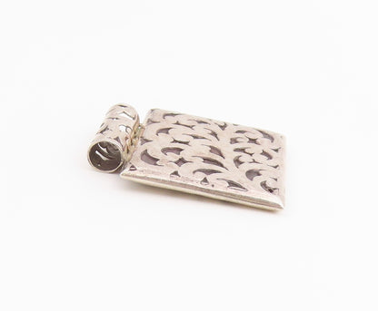925 Sterling Silver Vintage Pendant Classic Scrollwork Geometric Square  PT26513