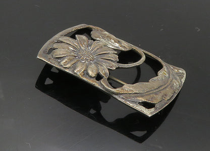 925 Sterling Silver  Vintage Dark Tone Single Daisy Flower Brooch Pin  BP3673