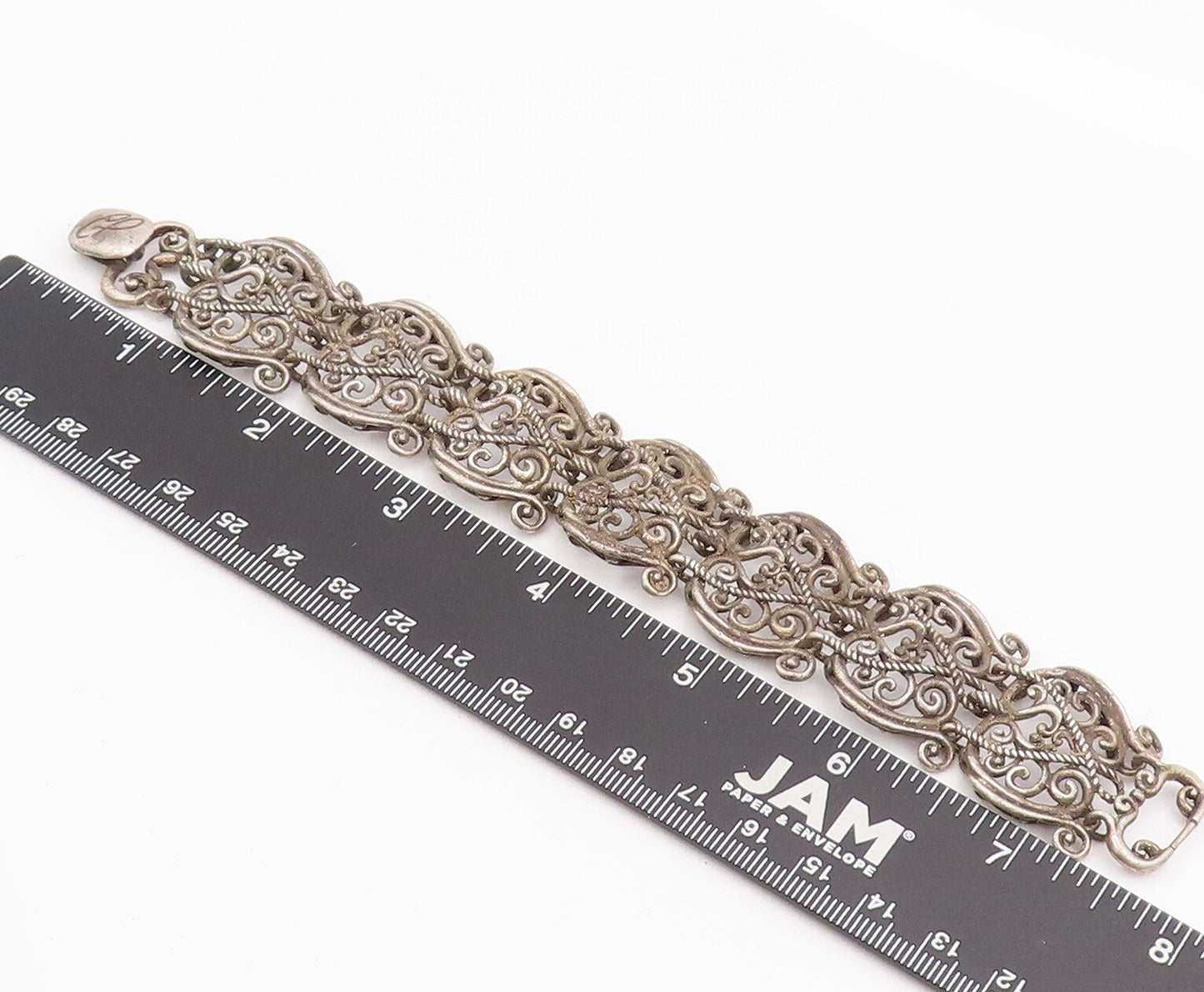 925 Sterling Silver Vintage Bracelet CAROLYN POLLACK Link Swirly Cutout  BT10168