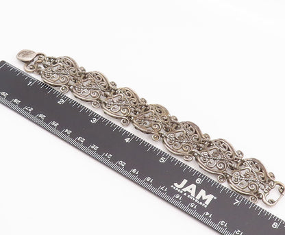 925 Sterling Silver Vintage Bracelet CAROLYN POLLACK Link Swirly Cutout  BT10168