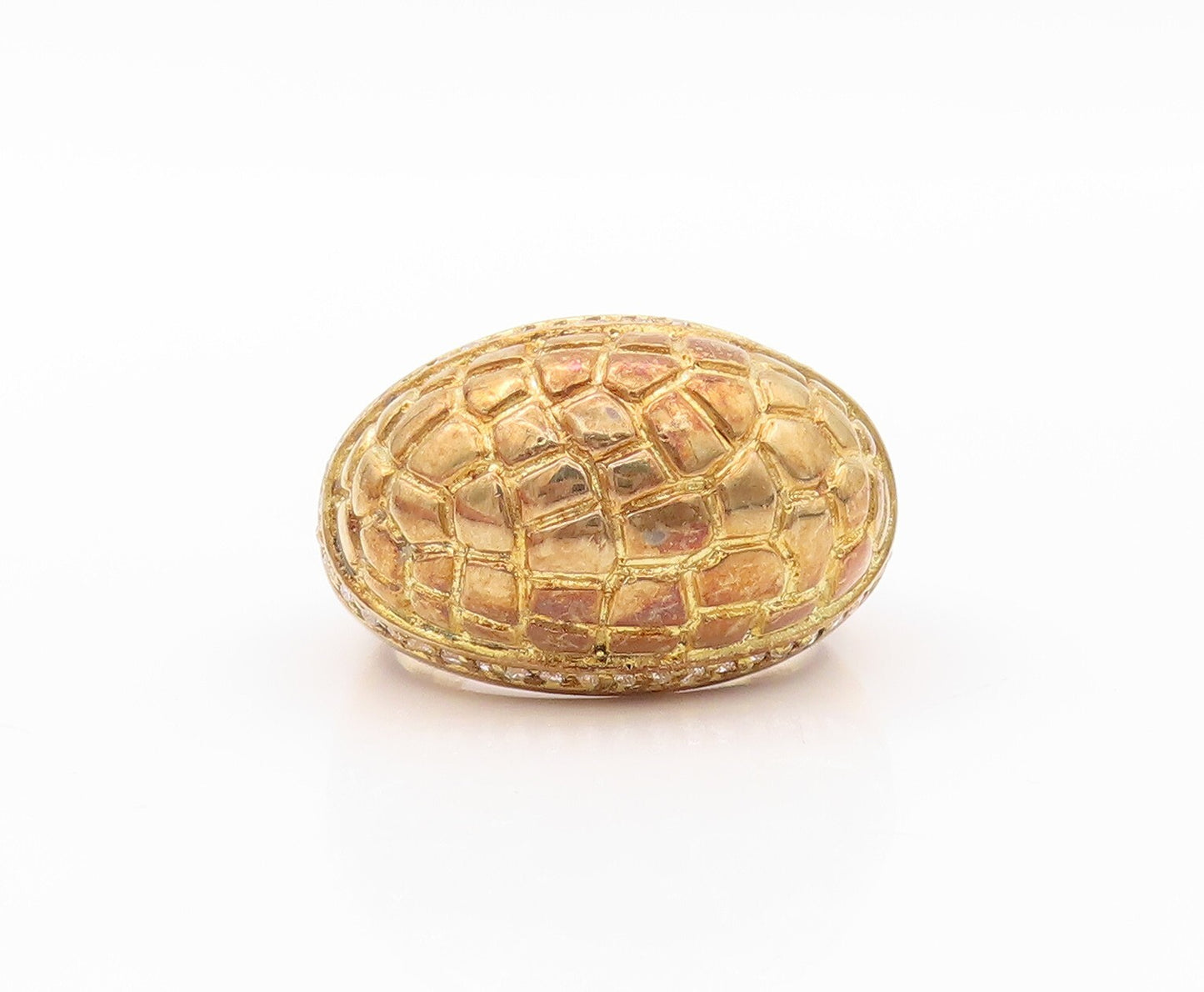 925 Sterling Silver Vintage Ring Gold Plated Snake Skin CZ Band Sz 7 RG30316