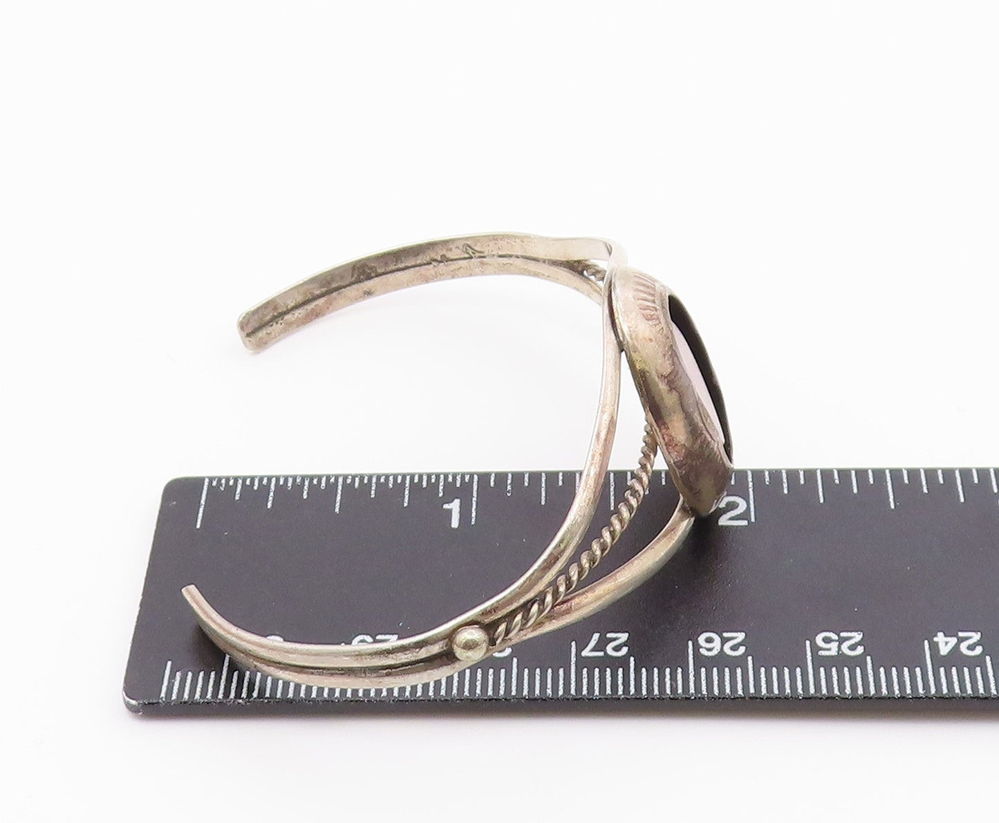 NAVAJO 925 Silver  Vintage Pink Mother Of Pearl Twist Cuff Bracelet  BT8058