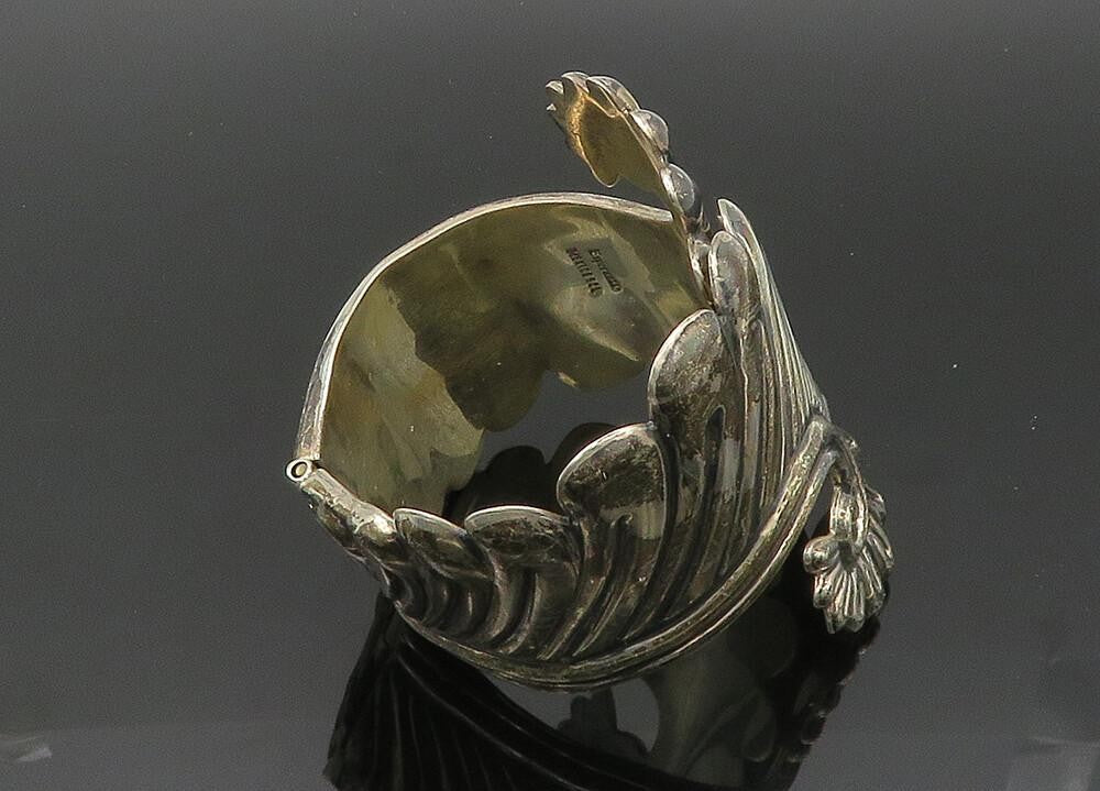 ESPERANZA MEXICO 925 Silver  Vintage Shiny Swirl Bypass Cuff Bracelet  BT8279