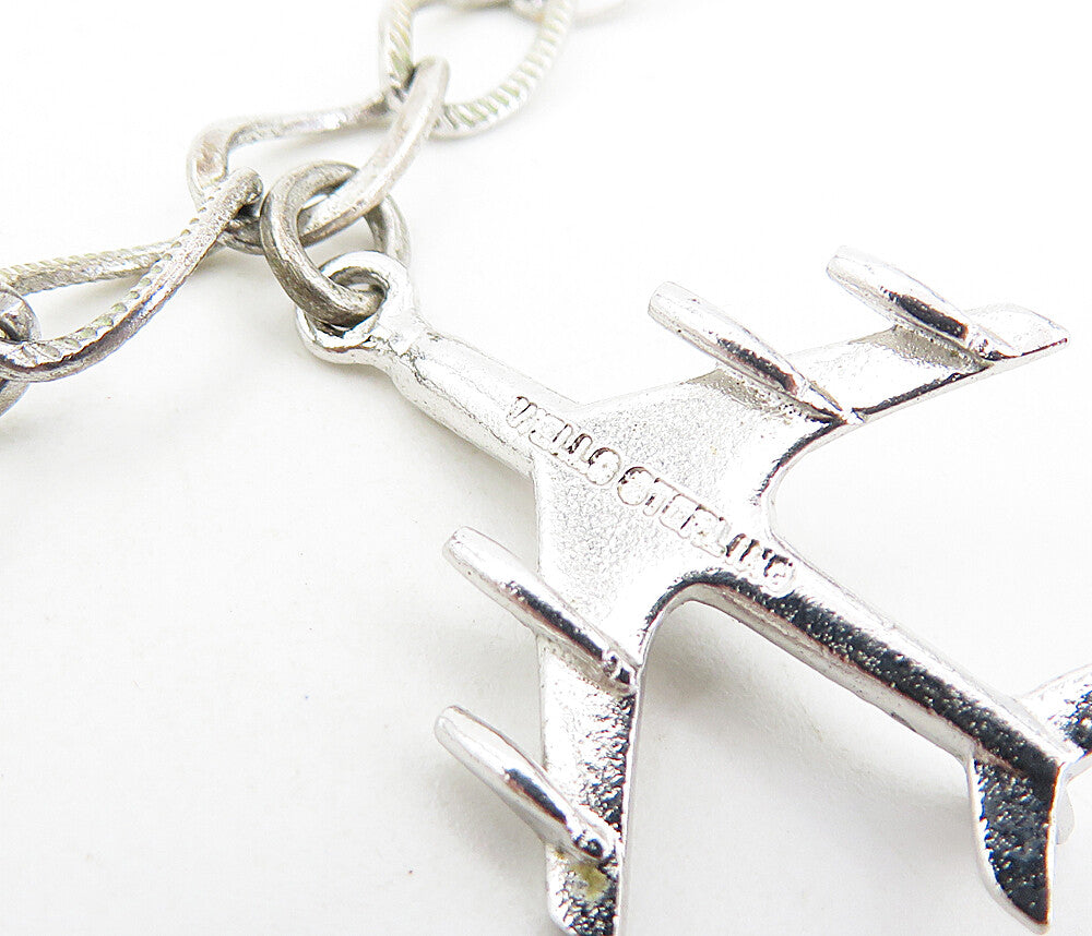 925 Sterling Silver  Vintage U.S. Military Academy Charm Chain Bracelet BT3777